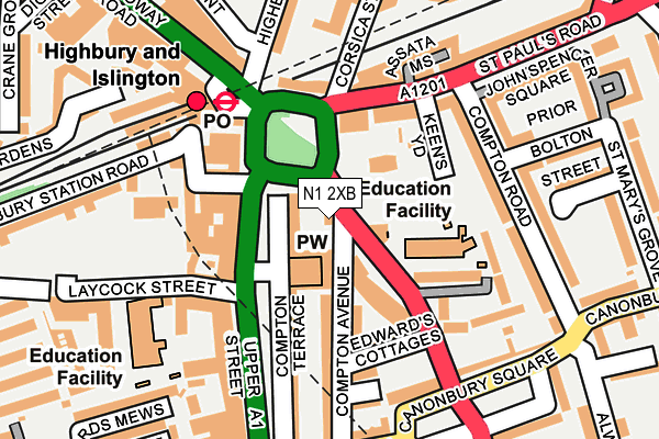 N1 2XB map - OS OpenMap – Local (Ordnance Survey)