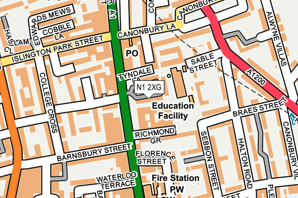 N1 2XG map - OS OpenMap – Local (Ordnance Survey)
