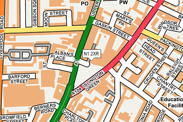 N1 2XR map - OS OpenMap – Local (Ordnance Survey)