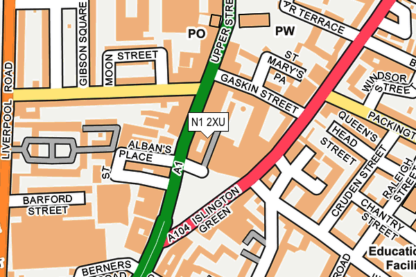 N1 2XU map - OS OpenMap – Local (Ordnance Survey)