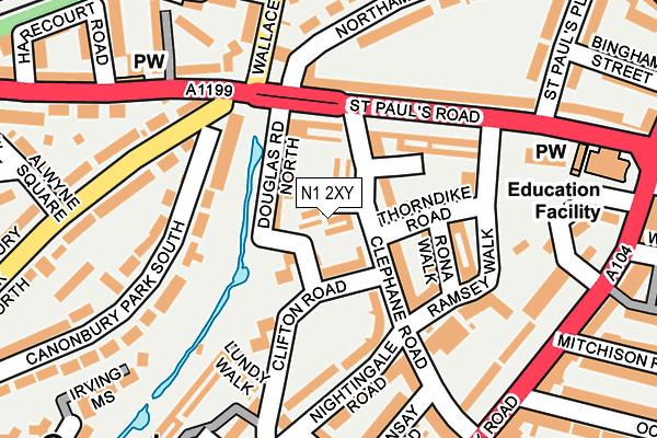 N1 2XY map - OS OpenMap – Local (Ordnance Survey)