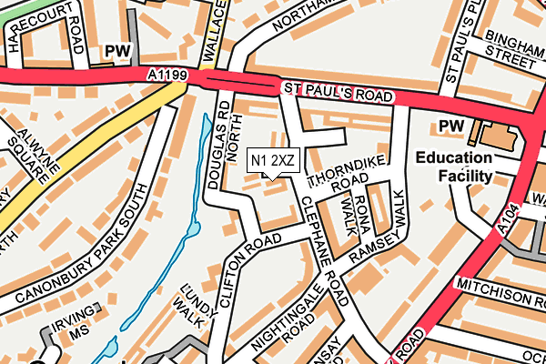 N1 2XZ map - OS OpenMap – Local (Ordnance Survey)