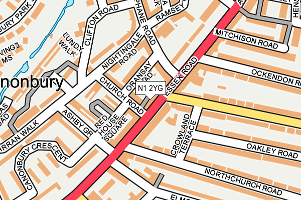 N1 2YG map - OS OpenMap – Local (Ordnance Survey)