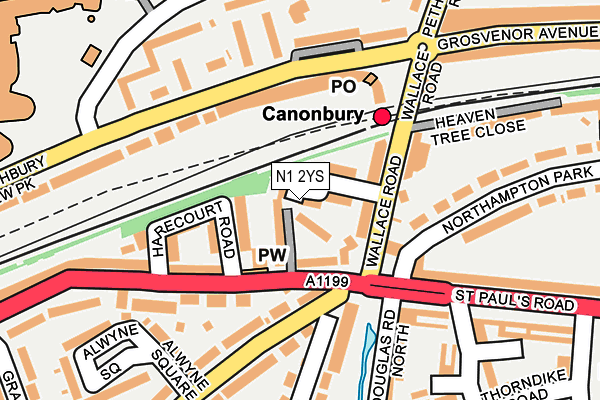 N1 2YS map - OS OpenMap – Local (Ordnance Survey)
