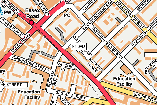 N1 3AD map - OS OpenMap – Local (Ordnance Survey)