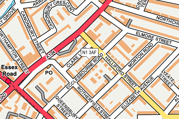 N1 3AF map - OS OpenMap – Local (Ordnance Survey)