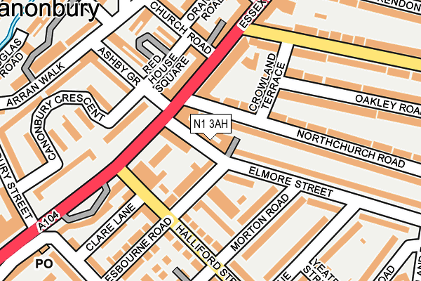 N1 3AH map - OS OpenMap – Local (Ordnance Survey)