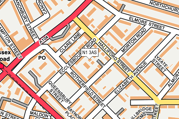 N1 3AS map - OS OpenMap – Local (Ordnance Survey)