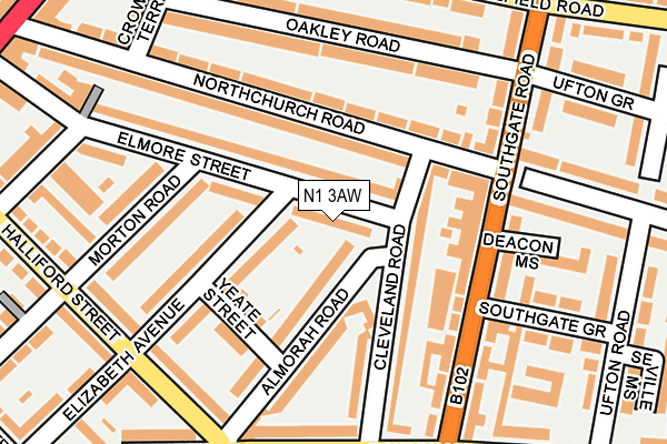 N1 3AW map - OS OpenMap – Local (Ordnance Survey)