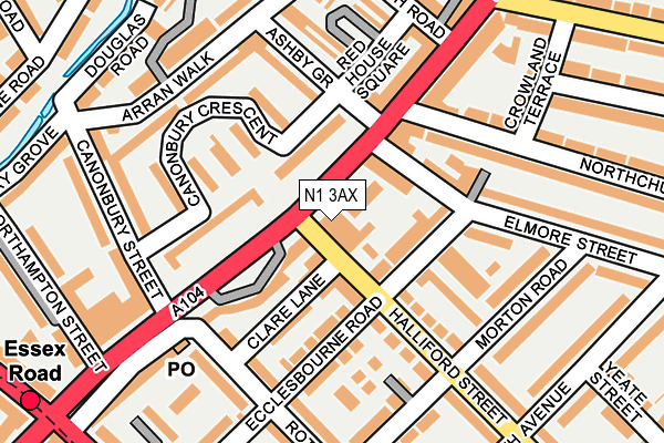 N1 3AX map - OS OpenMap – Local (Ordnance Survey)