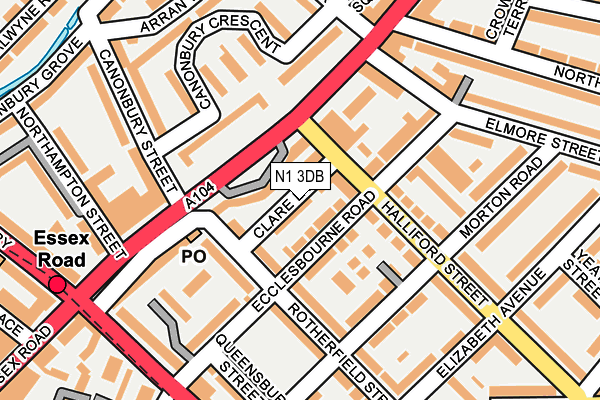 N1 3DB map - OS OpenMap – Local (Ordnance Survey)