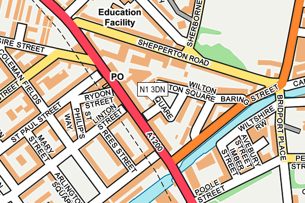 N1 3DN map - OS OpenMap – Local (Ordnance Survey)