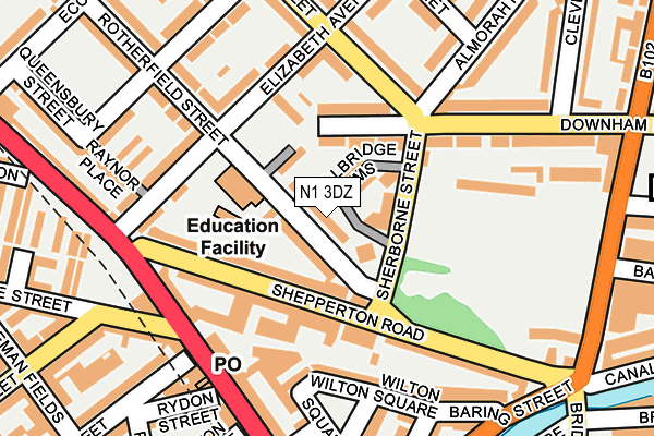 N1 3DZ map - OS OpenMap – Local (Ordnance Survey)
