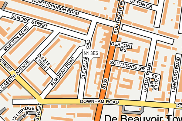 N1 3ES map - OS OpenMap – Local (Ordnance Survey)
