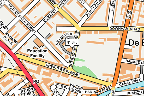 N1 3FJ map - OS OpenMap – Local (Ordnance Survey)