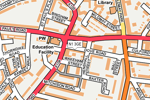 N1 3GE map - OS OpenMap – Local (Ordnance Survey)