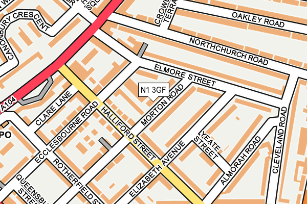 N1 3GF map - OS OpenMap – Local (Ordnance Survey)