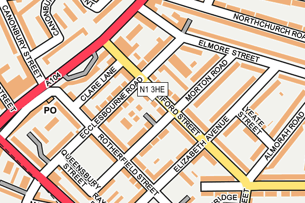 N1 3HE map - OS OpenMap – Local (Ordnance Survey)
