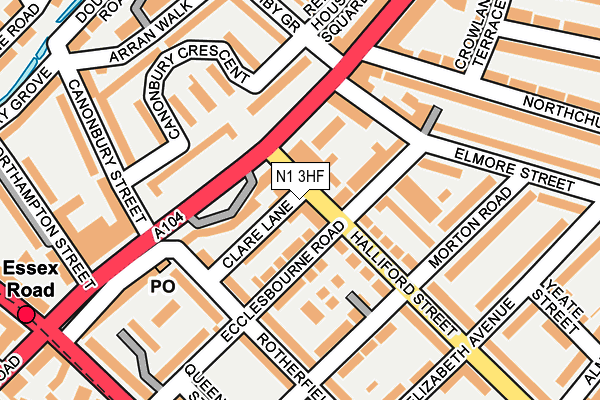 N1 3HF map - OS OpenMap – Local (Ordnance Survey)