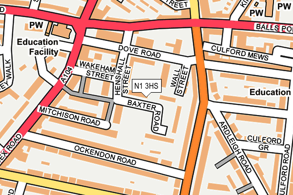 N1 3HS map - OS OpenMap – Local (Ordnance Survey)