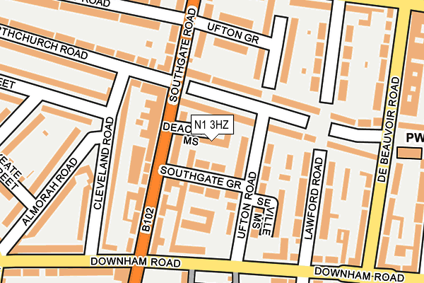 N1 3HZ map - OS OpenMap – Local (Ordnance Survey)