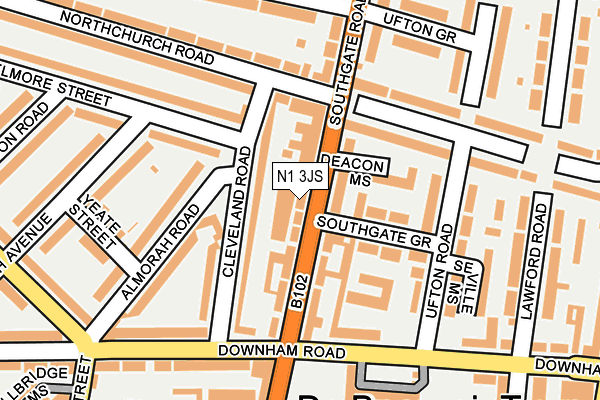 N1 3JS map - OS OpenMap – Local (Ordnance Survey)