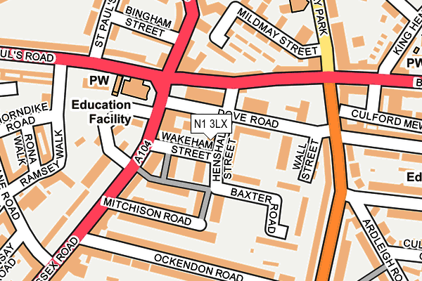 N1 3LX map - OS OpenMap – Local (Ordnance Survey)