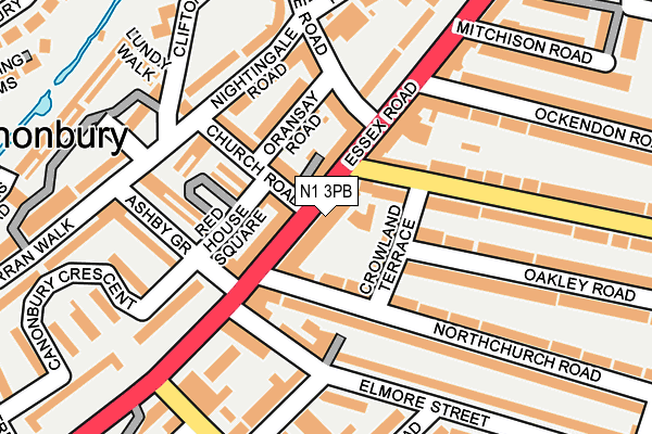 N1 3PB map - OS OpenMap – Local (Ordnance Survey)