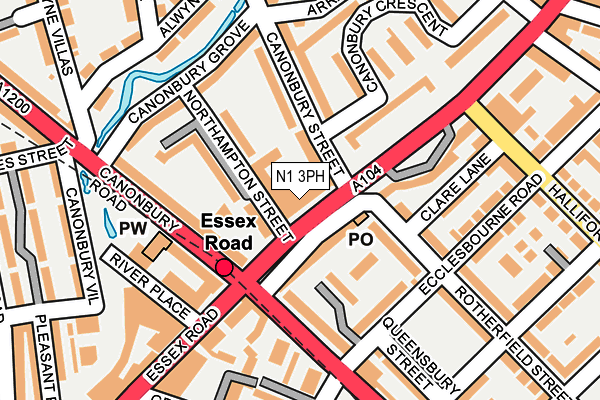 N1 3PH map - OS OpenMap – Local (Ordnance Survey)