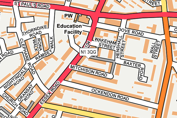 N1 3QG map - OS OpenMap – Local (Ordnance Survey)