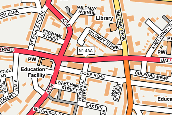 N1 4AA map - OS OpenMap – Local (Ordnance Survey)