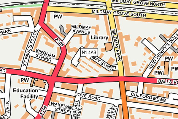 N1 4AB map - OS OpenMap – Local (Ordnance Survey)