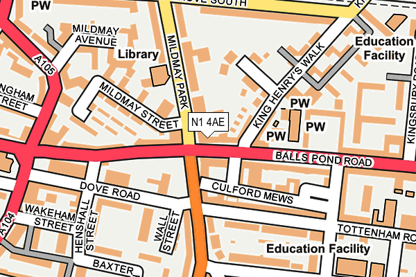 N1 4AE map - OS OpenMap – Local (Ordnance Survey)