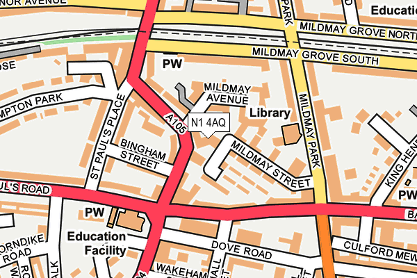 N1 4AQ map - OS OpenMap – Local (Ordnance Survey)