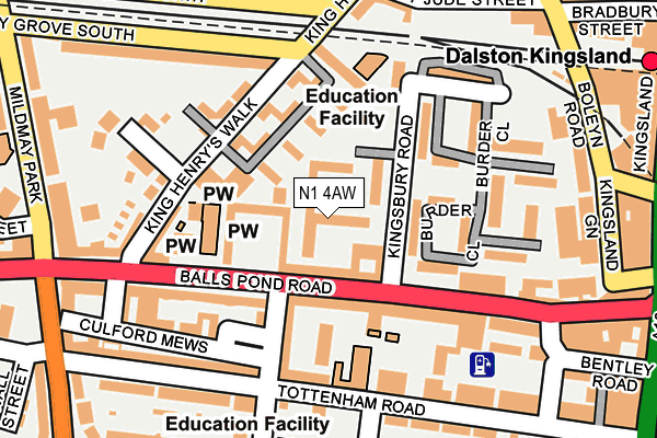 N1 4AW map - OS OpenMap – Local (Ordnance Survey)