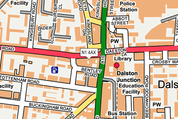 N1 4AX map - OS OpenMap – Local (Ordnance Survey)