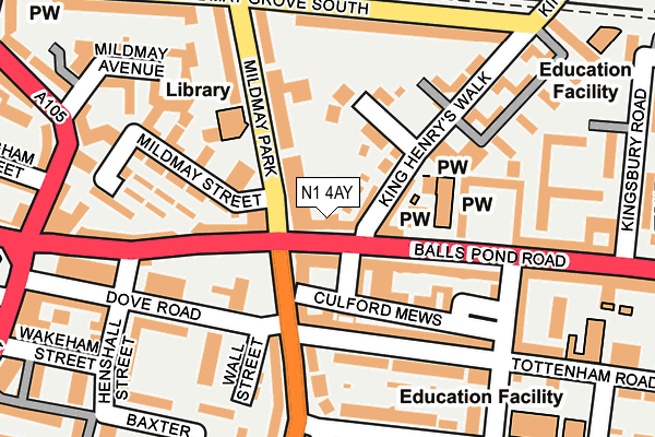 N1 4AY map - OS OpenMap – Local (Ordnance Survey)
