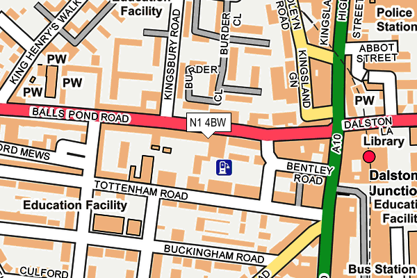 N1 4BW map - OS OpenMap – Local (Ordnance Survey)