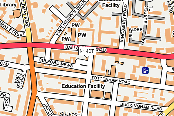 N1 4DT map - OS OpenMap – Local (Ordnance Survey)
