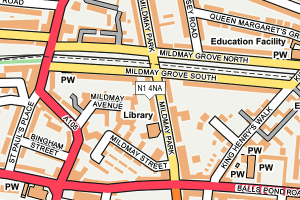 N1 4NA map - OS OpenMap – Local (Ordnance Survey)