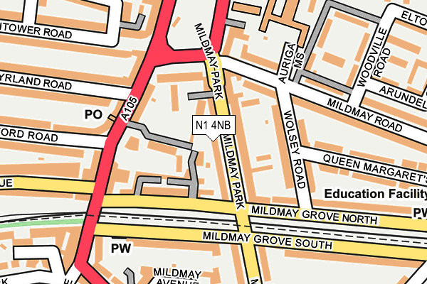 N1 4NB map - OS OpenMap – Local (Ordnance Survey)