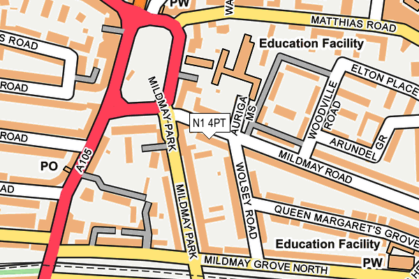 N1 4PT map - OS OpenMap – Local (Ordnance Survey)