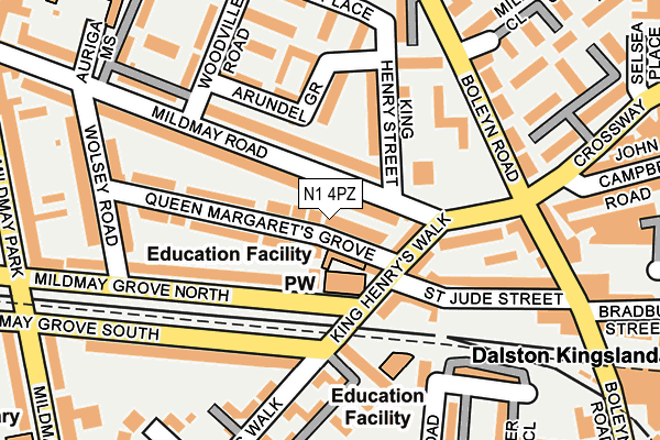N1 4PZ map - OS OpenMap – Local (Ordnance Survey)