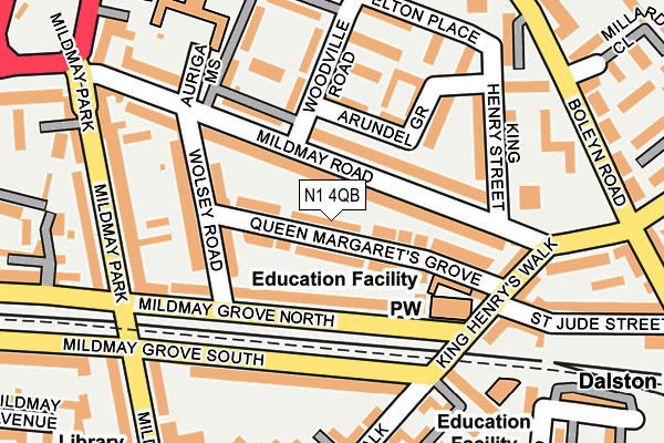 N1 4QB map - OS OpenMap – Local (Ordnance Survey)