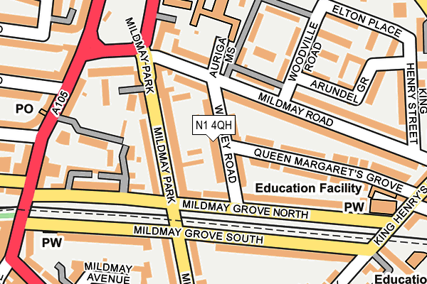 N1 4QH map - OS OpenMap – Local (Ordnance Survey)