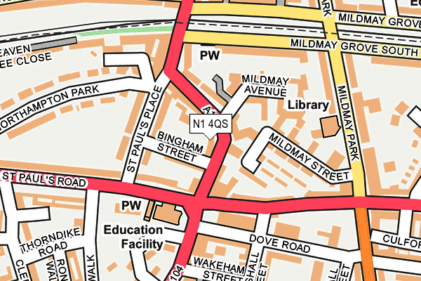 N1 4QS map - OS OpenMap – Local (Ordnance Survey)
