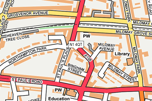 N1 4QT map - OS OpenMap – Local (Ordnance Survey)