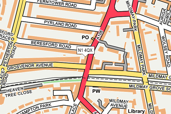 N1 4QX map - OS OpenMap – Local (Ordnance Survey)