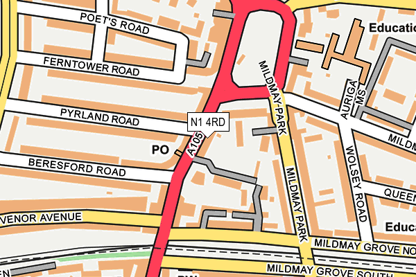 N1 4RD map - OS OpenMap – Local (Ordnance Survey)