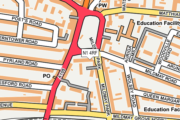 N1 4RF map - OS OpenMap – Local (Ordnance Survey)